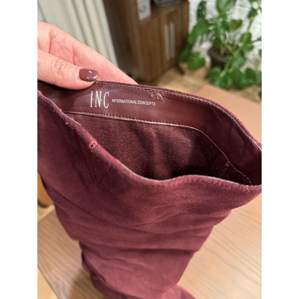 Suede Leather Boots Burgundy Pointed Cone Heels‎ 8M Boho Cottagecore Festival - Picture 7 of 11